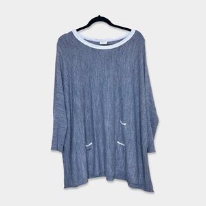 MERSEA Catalina Sweater Size OS Gray Light Gray Color 3/4 Sleeve Oversized GUC